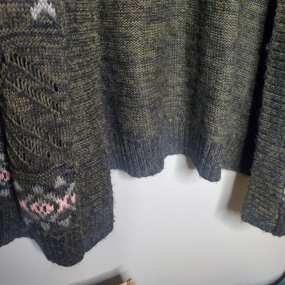 Torrid Multi-Color Geometric Pattern Green Pink Open Cardigan Size 0 = L 12 - Picture 9 of 15